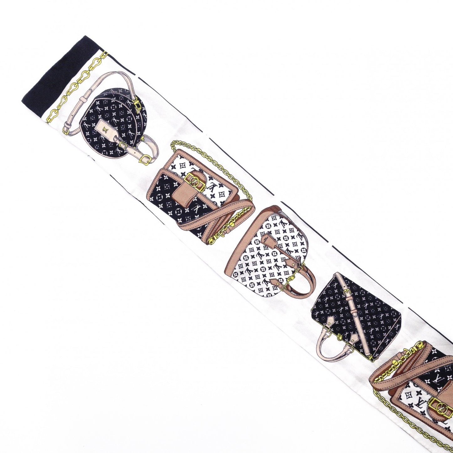 LOUIS VUITTON Twilly Bando BB Scarf, Silk, Black and White