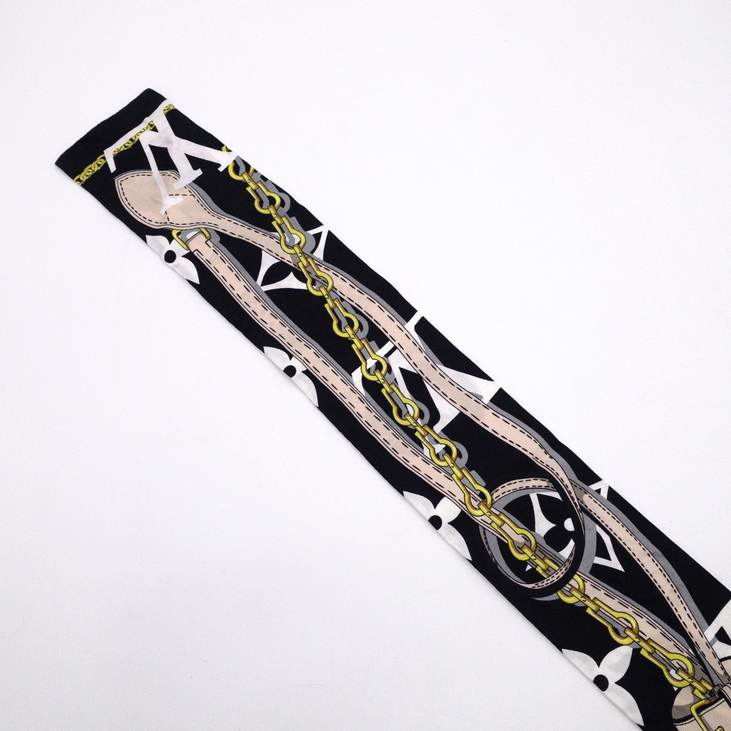 LOUIS VUITTON Twilly Bando BB Scarf, Silk, Black and White