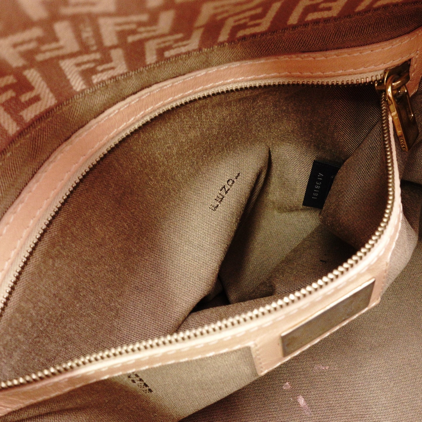 FENDI Mamma Bucket Zucca Shoulder Bag, Canvas/Leather, Pink-Beige Tones