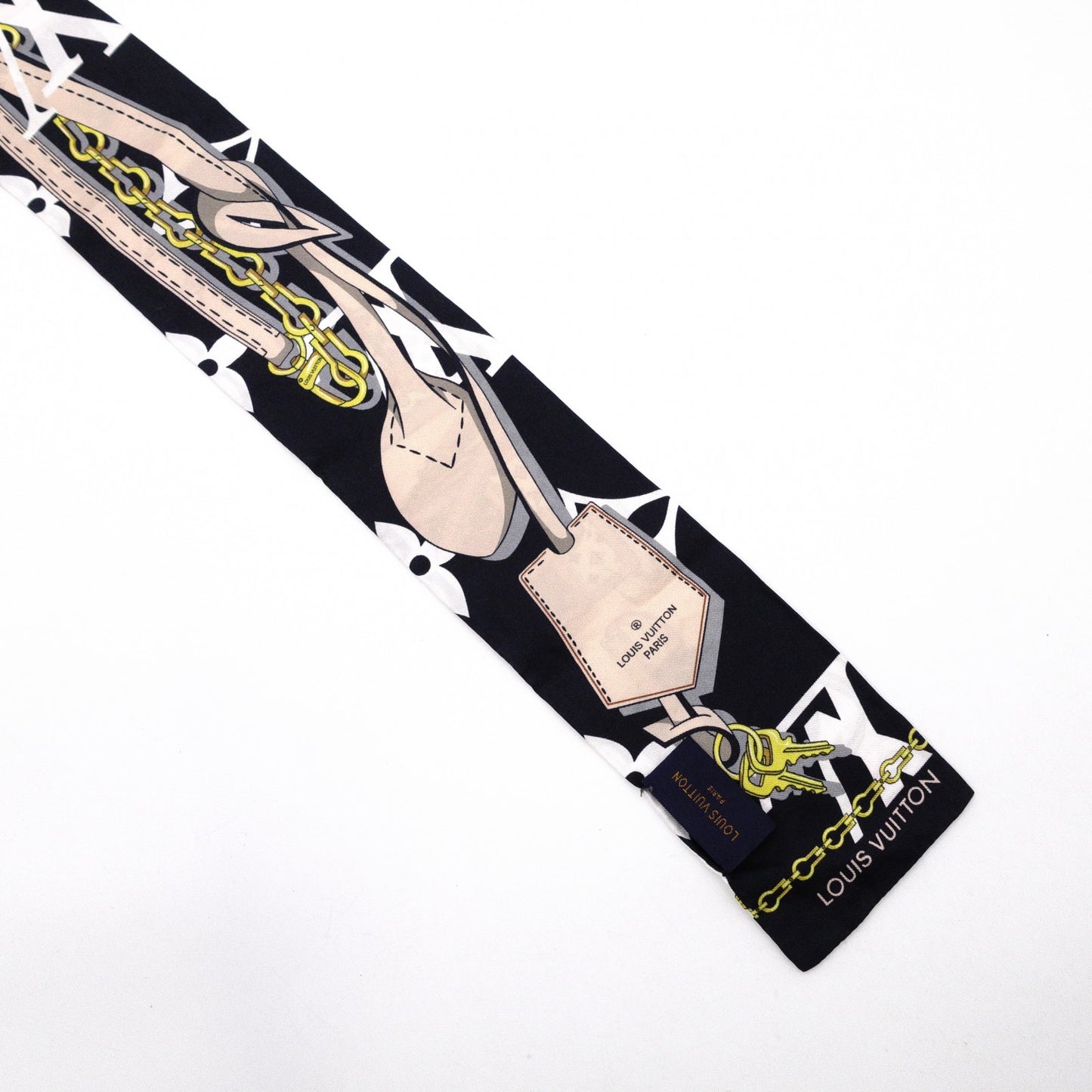 LOUIS VUITTON Twilly Bando BB Scarf, Silk, Black and White