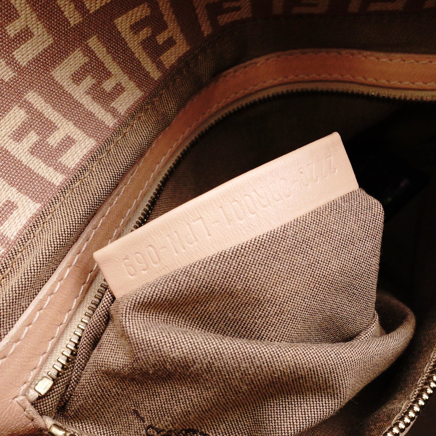 FENDI Mamma Bucket Zucca Shoulder Bag, Canvas/Leather, Pink-Beige Tones