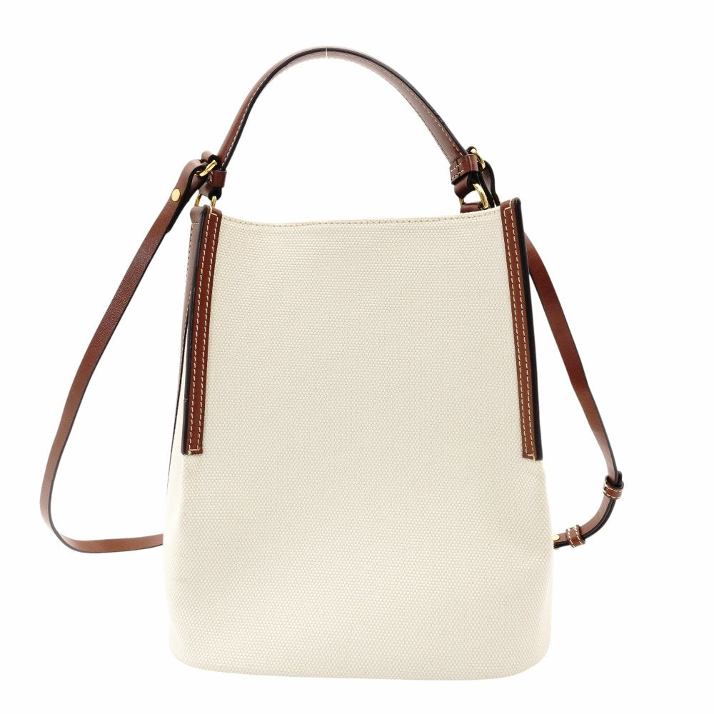 Burberry Peggy Bucket Small Logo Graphic Cotton Canvas 2-Way Bag Beige × Brown R801662