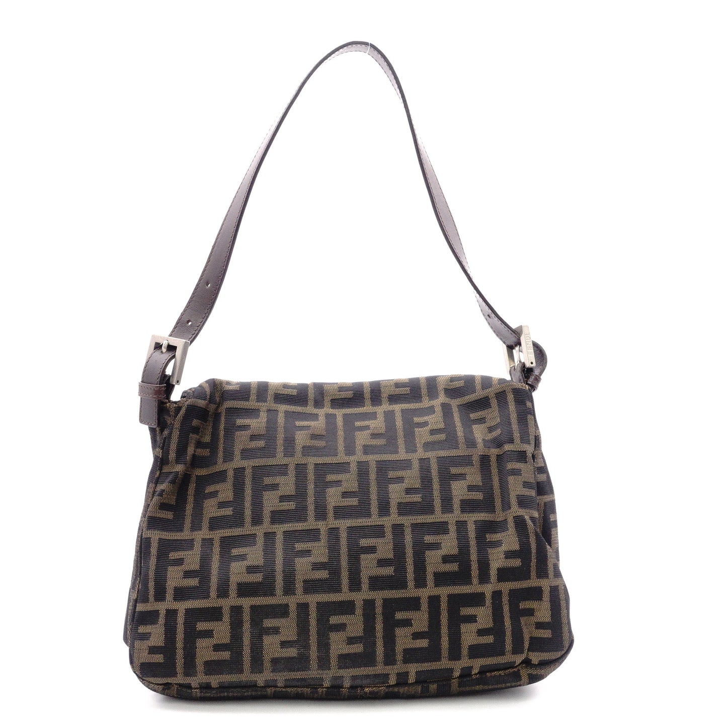 FENDI Mamma Bucket Zucca Shoulder Bag, Canvas and Leather, Brown, FF Logo