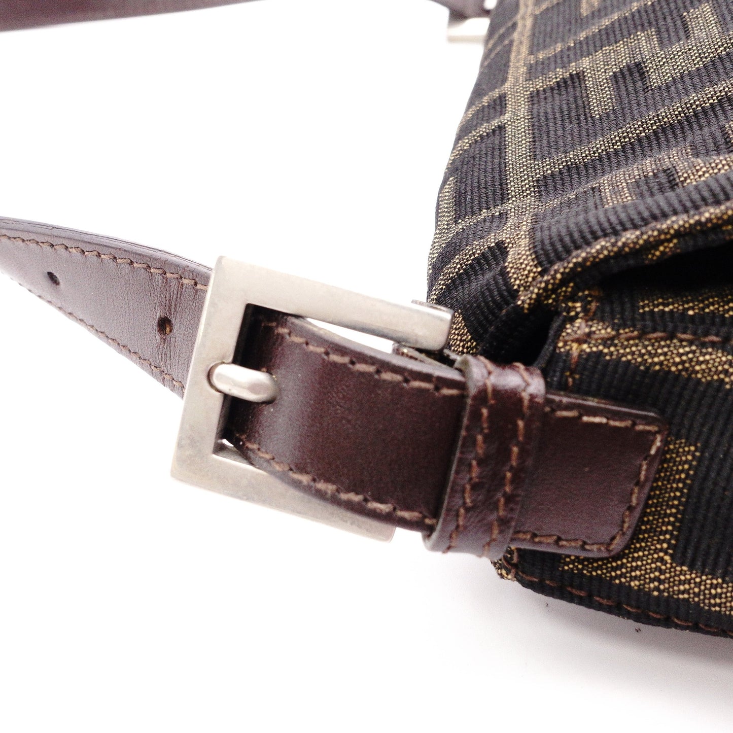 FENDI Mamma Bucket Zucca Shoulder Bag, Canvas and Leather, Brown, FF Logo