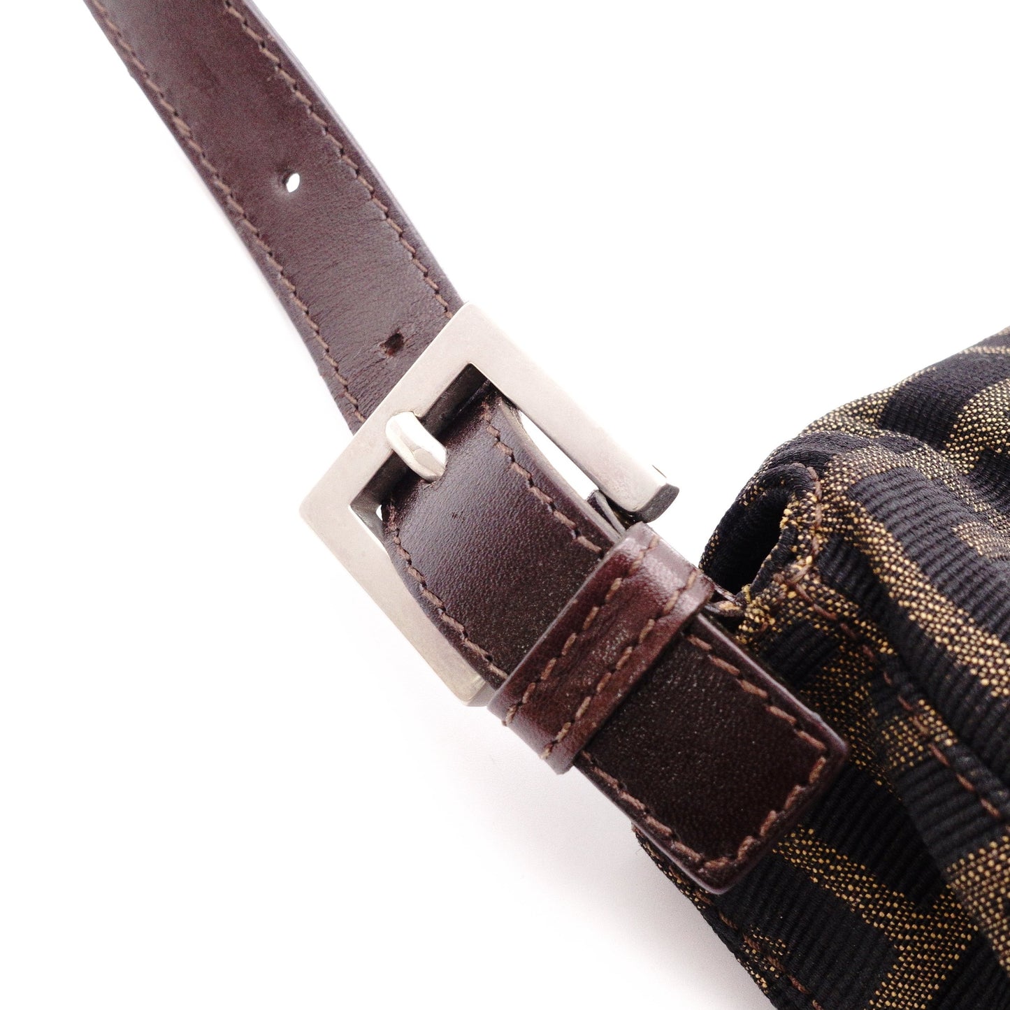 FENDI Mamma Bucket Zucca Shoulder Bag, Canvas and Leather, Brown, FF Logo