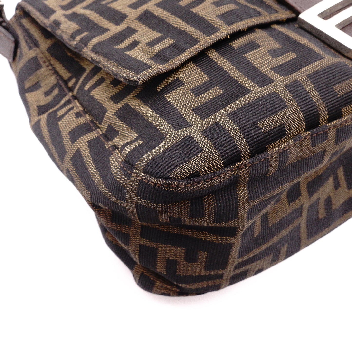 FENDI Mamma Bucket Zucca Shoulder Bag, Canvas and Leather, Brown, FF Logo
