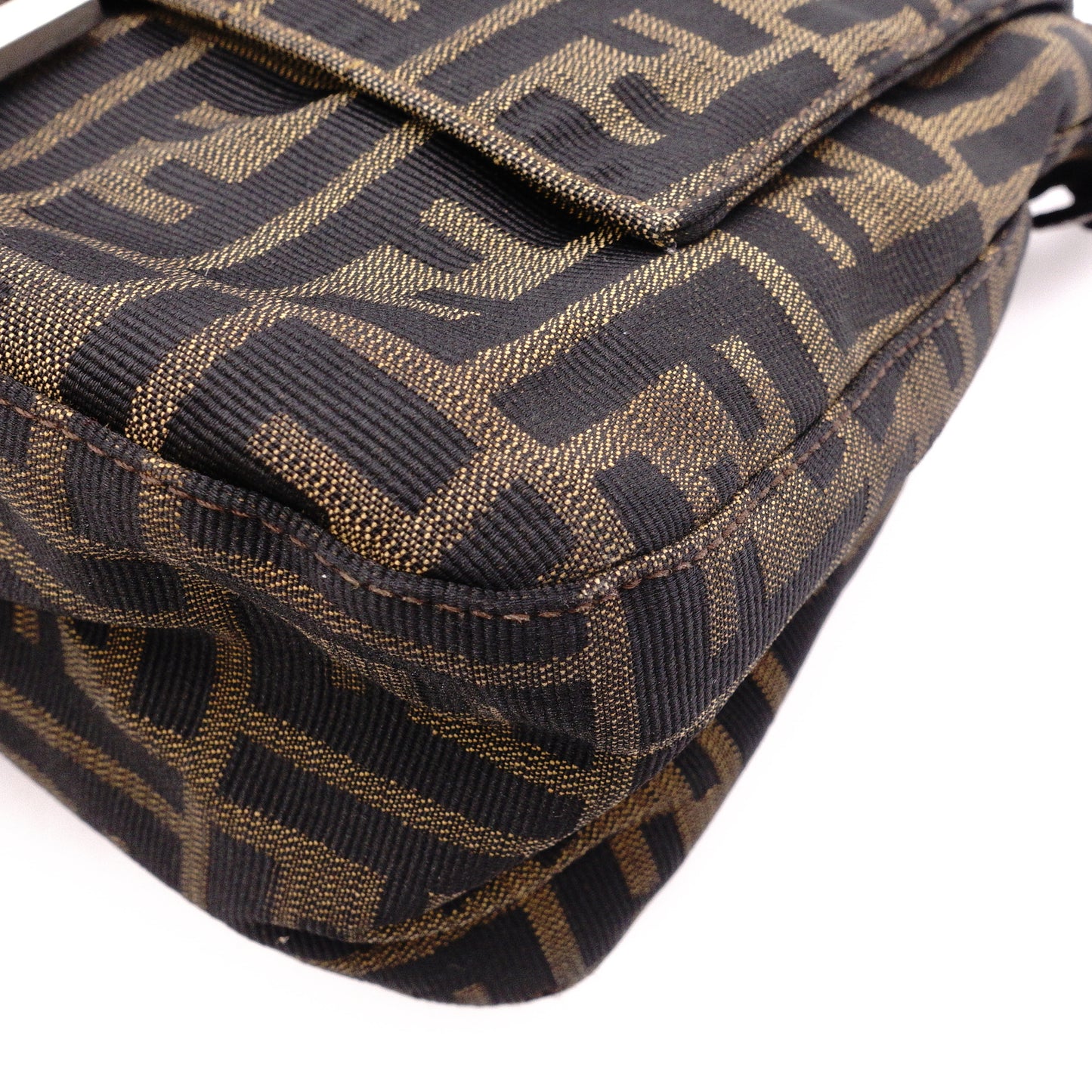 FENDI Mamma Bucket Zucca Shoulder Bag, Canvas and Leather, Brown, FF Logo