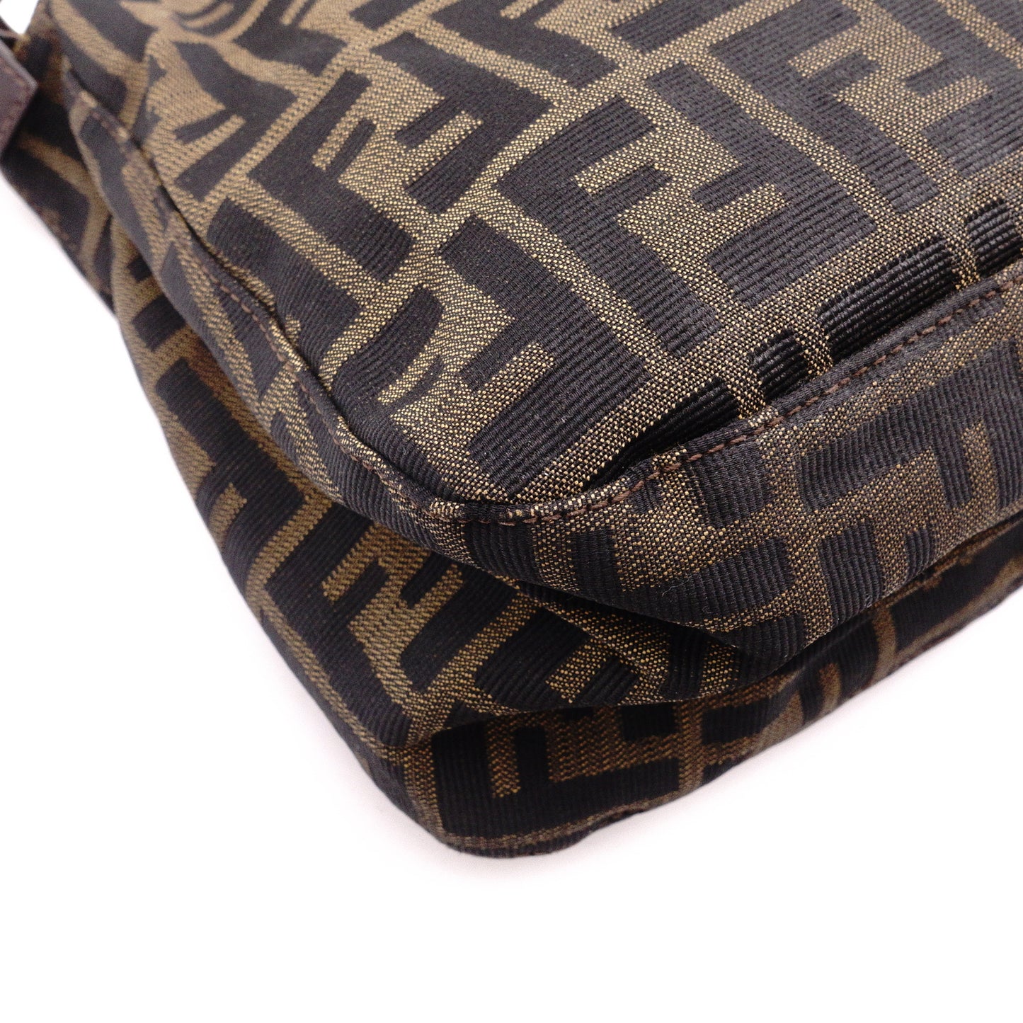 FENDI Mamma Bucket Zucca Shoulder Bag, Canvas and Leather, Brown, FF Logo