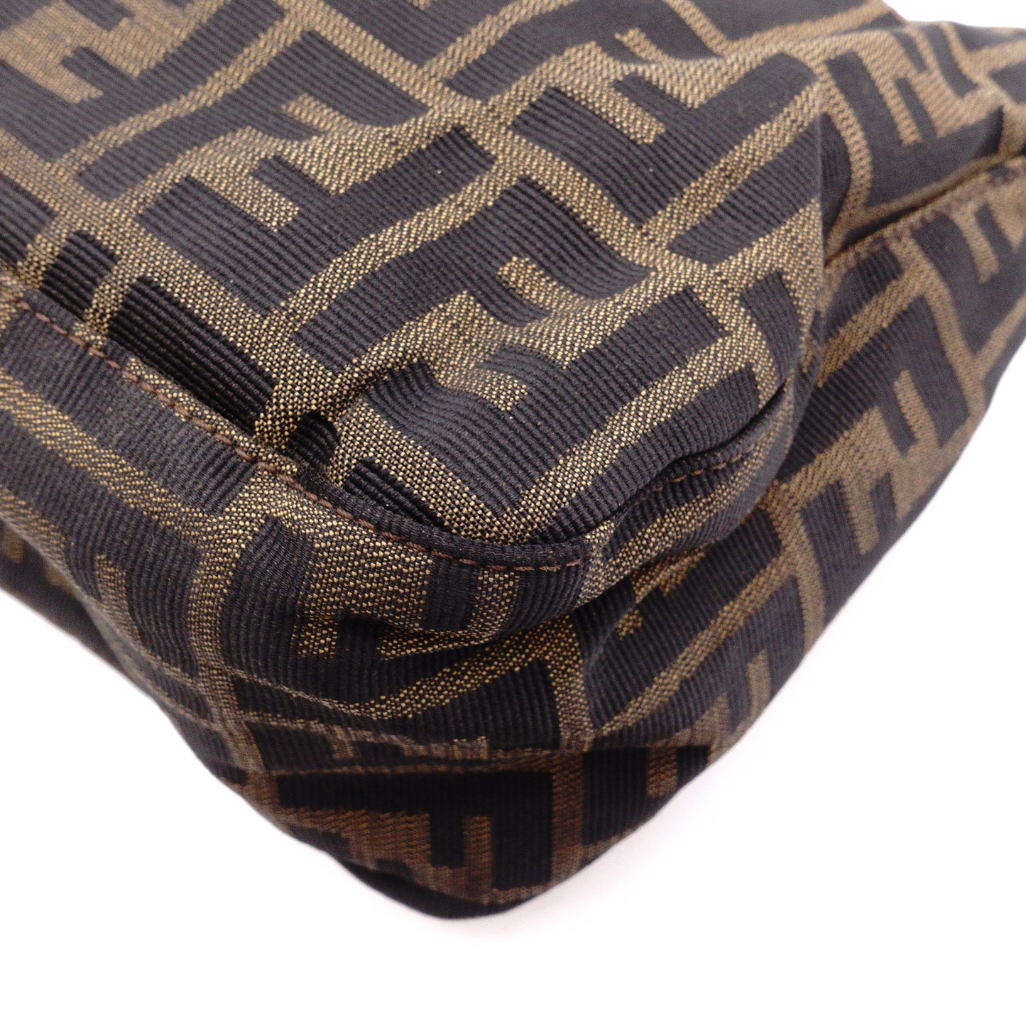 FENDI Mamma Bucket Zucca Shoulder Bag, Canvas and Leather, Brown, FF Logo