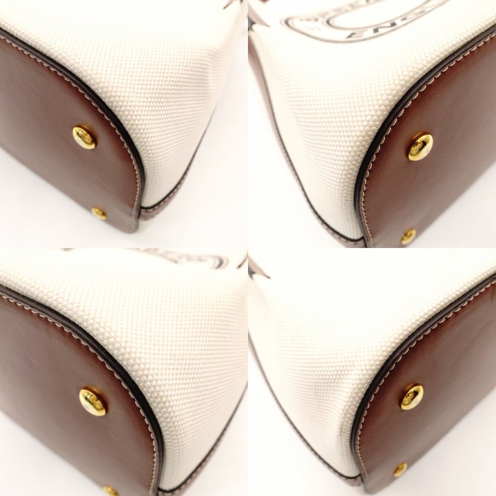 Burberry Peggy Bucket Small Logo Graphic Cotton Canvas 2-Way Bag Beige × Brown R801662
