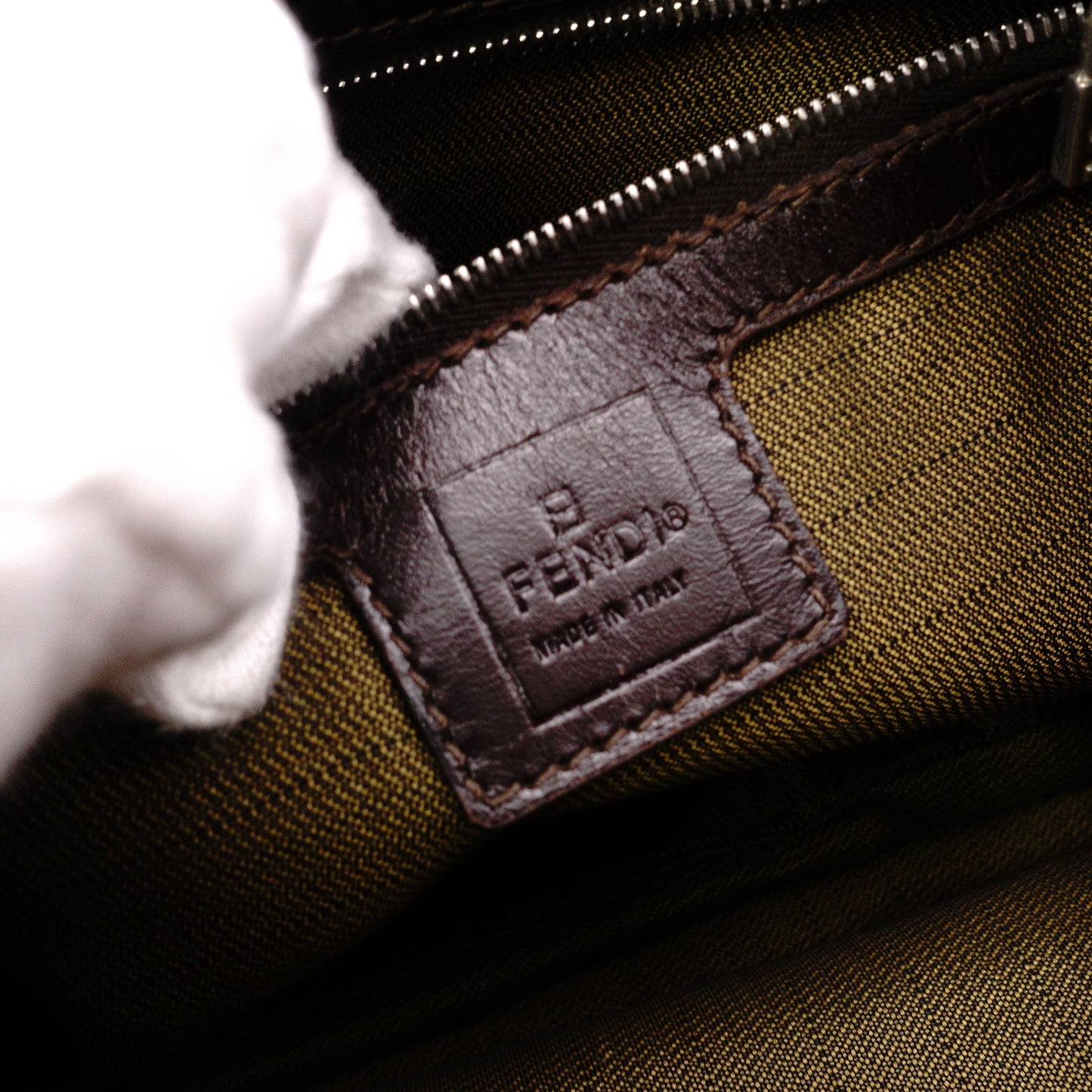 FENDI Mamma Bucket Zucca Shoulder Bag, Canvas and Leather, Brown, FF Logo