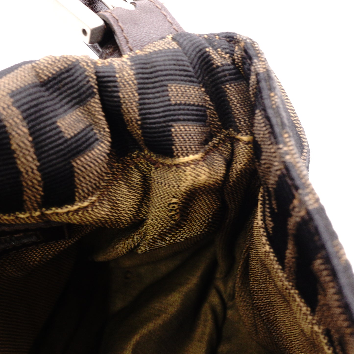 FENDI Mamma Bucket Zucca Shoulder Bag, Canvas and Leather, Brown, FF Logo
