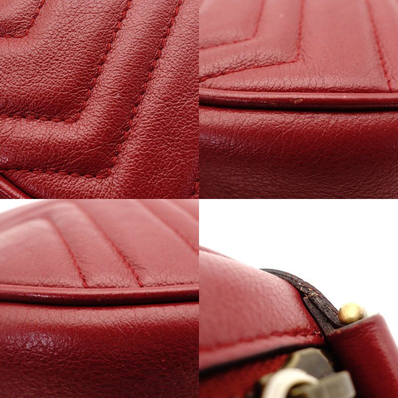 GUCCI GG Marmont Chain Shoulder Bag Red Leather Crossbody Red GG Logo 7-8-771