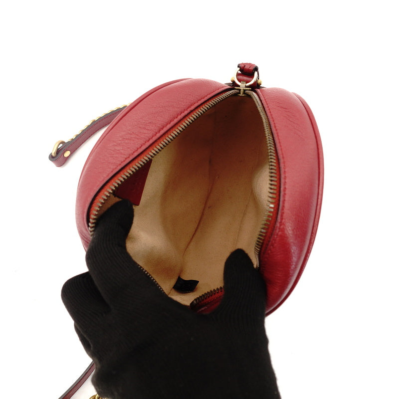 GUCCI GG Marmont Chain Shoulder Bag Red Leather Crossbody Red GG Logo 7-8-771