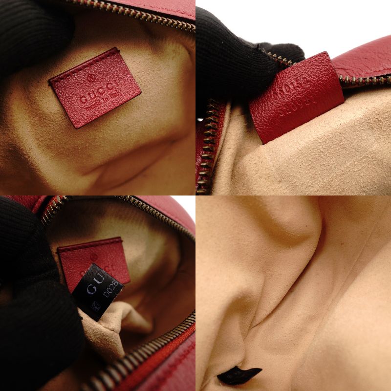 GUCCI GG Marmont Chain Shoulder Bag Red Leather Crossbody Red GG Logo 7-8-771