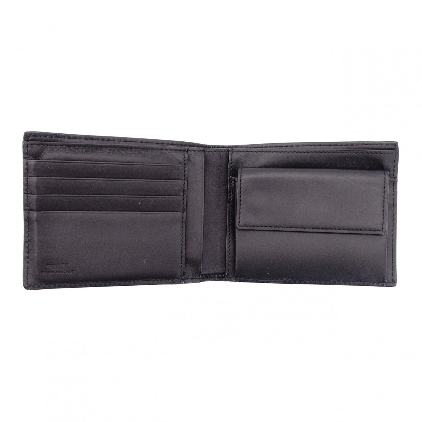 FENDI Zucca Bifold Wallet, Leather, Black, Men's