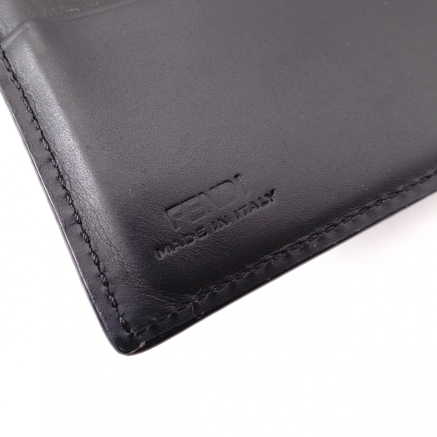 FENDI Zucca Bifold Wallet, Leather, Black, Men's