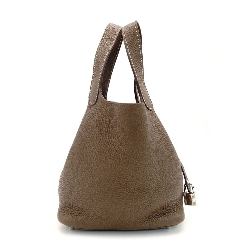 Hermès Picotin Lock PM Etoupe Handbag □R Stamped Silver Hardware Leather With Box 7-8-152