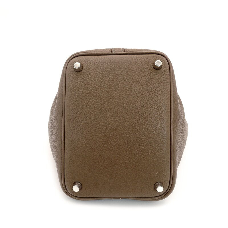 Hermès Picotin Lock PM Etoupe Handbag □R Stamped Silver Hardware Leather With Box 7-8-152