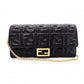 FENDI Baguette Chain Wallet Shoulder Bag, Leather, Black