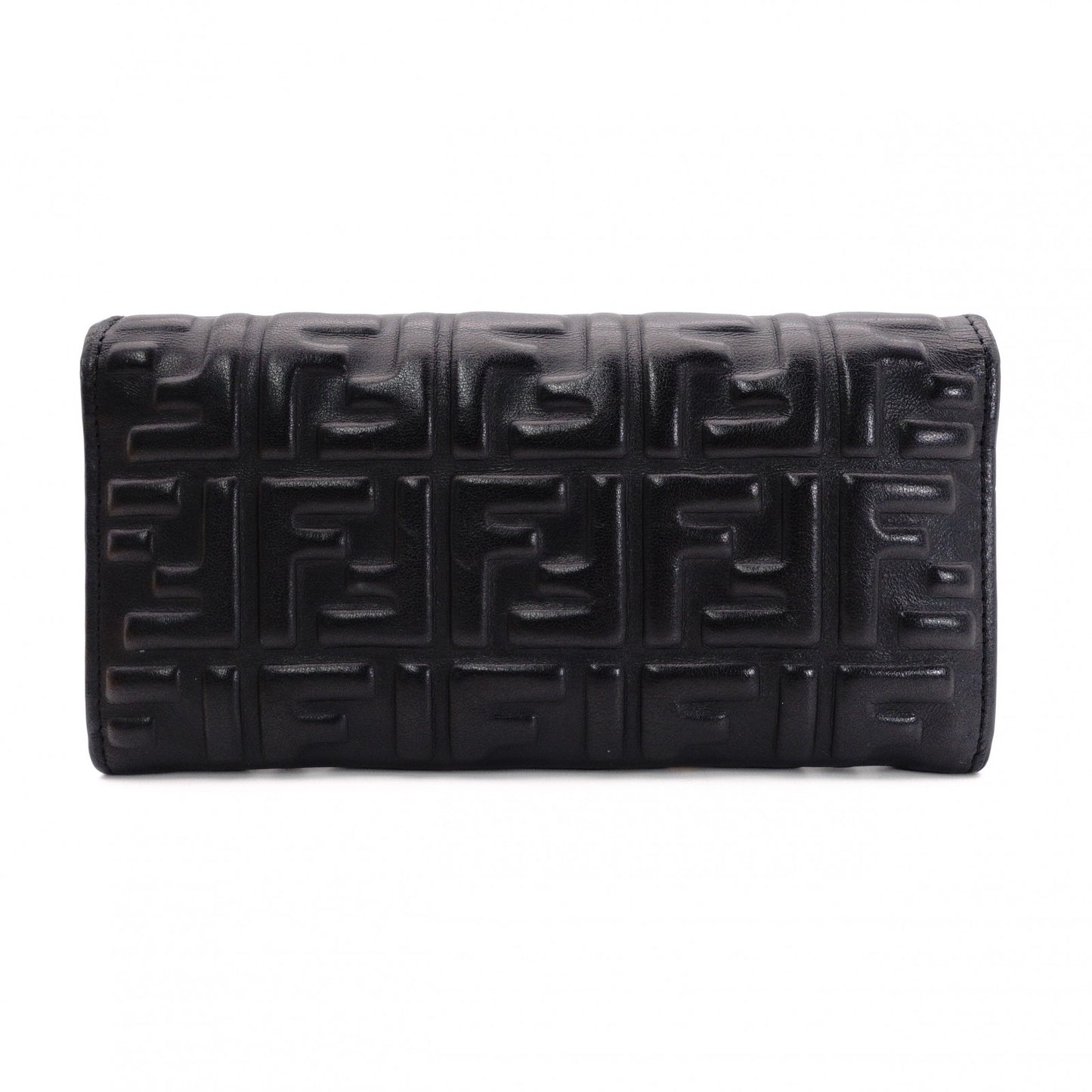 FENDI Baguette Chain Wallet Shoulder Bag, Leather, Black