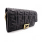 FENDI Baguette Chain Wallet Shoulder Bag, Leather, Black