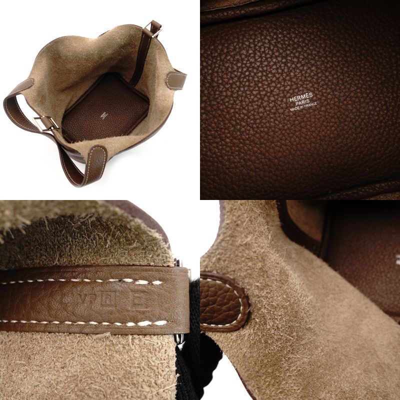 Hermès Picotin Lock PM Etoupe Handbag □R Stamped Silver Hardware Leather With Box 7-8-152