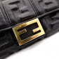 FENDI Baguette Chain Wallet Shoulder Bag, Leather, Black