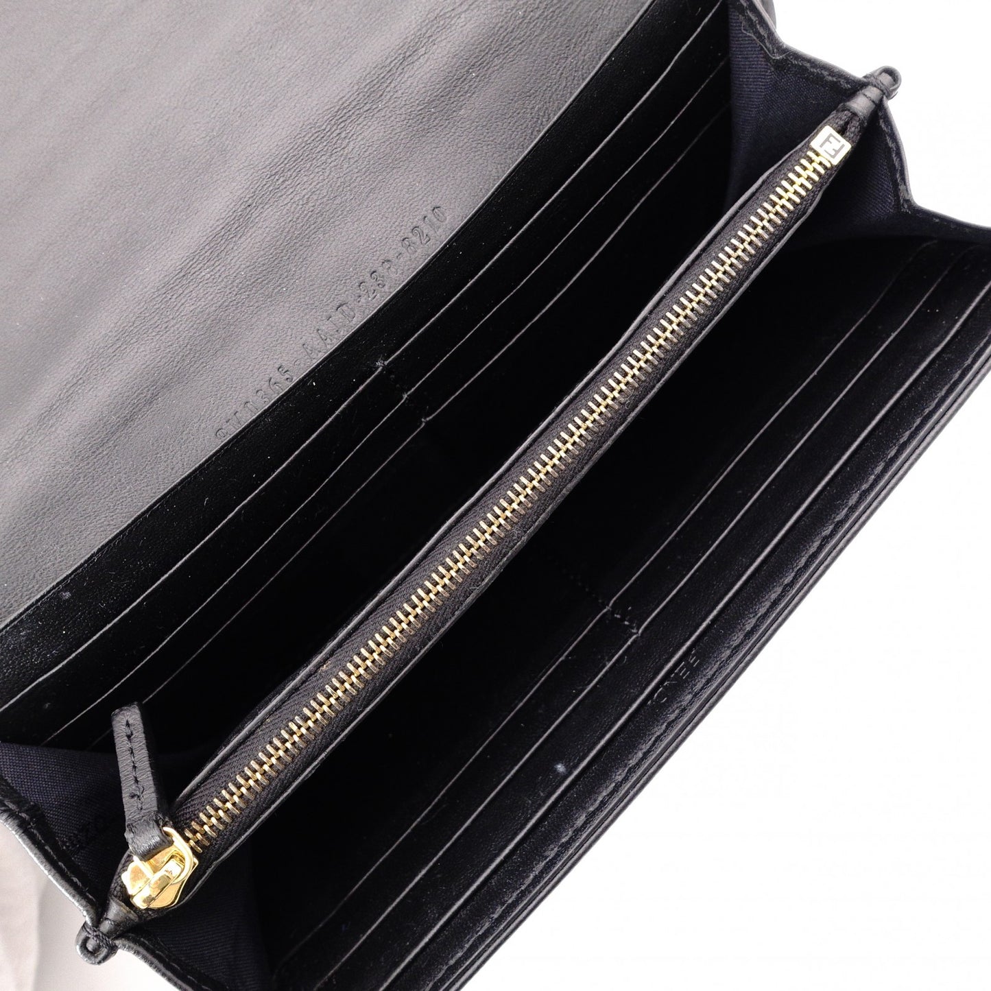 FENDI Baguette Chain Wallet Shoulder Bag, Leather, Black