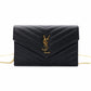 SAINT LAURENT Cassandra Shoulder Bag, Leather, Black, Gold Hardware, Crossbody