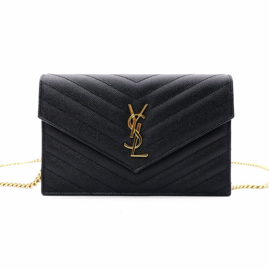 SAINT LAURENT Cassandra Shoulder Bag, Leather, Black, Gold Hardware, Crossbody