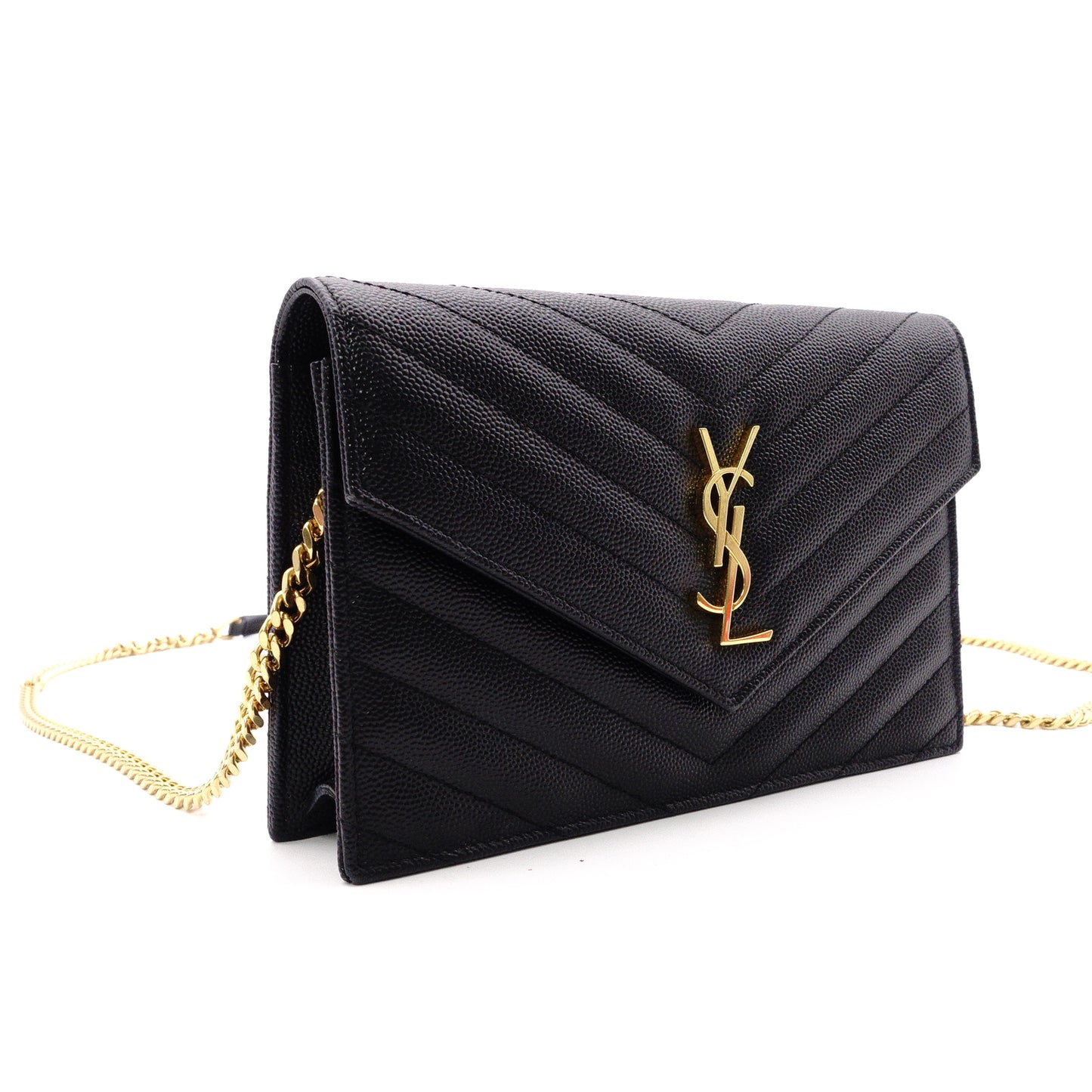 SAINT LAURENT Cassandra Shoulder Bag, Leather, Black, Gold Hardware, Crossbody