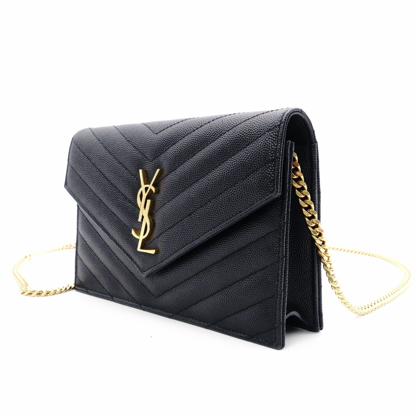 SAINT LAURENT Cassandra Shoulder Bag, Leather, Black, Gold Hardware, Crossbody