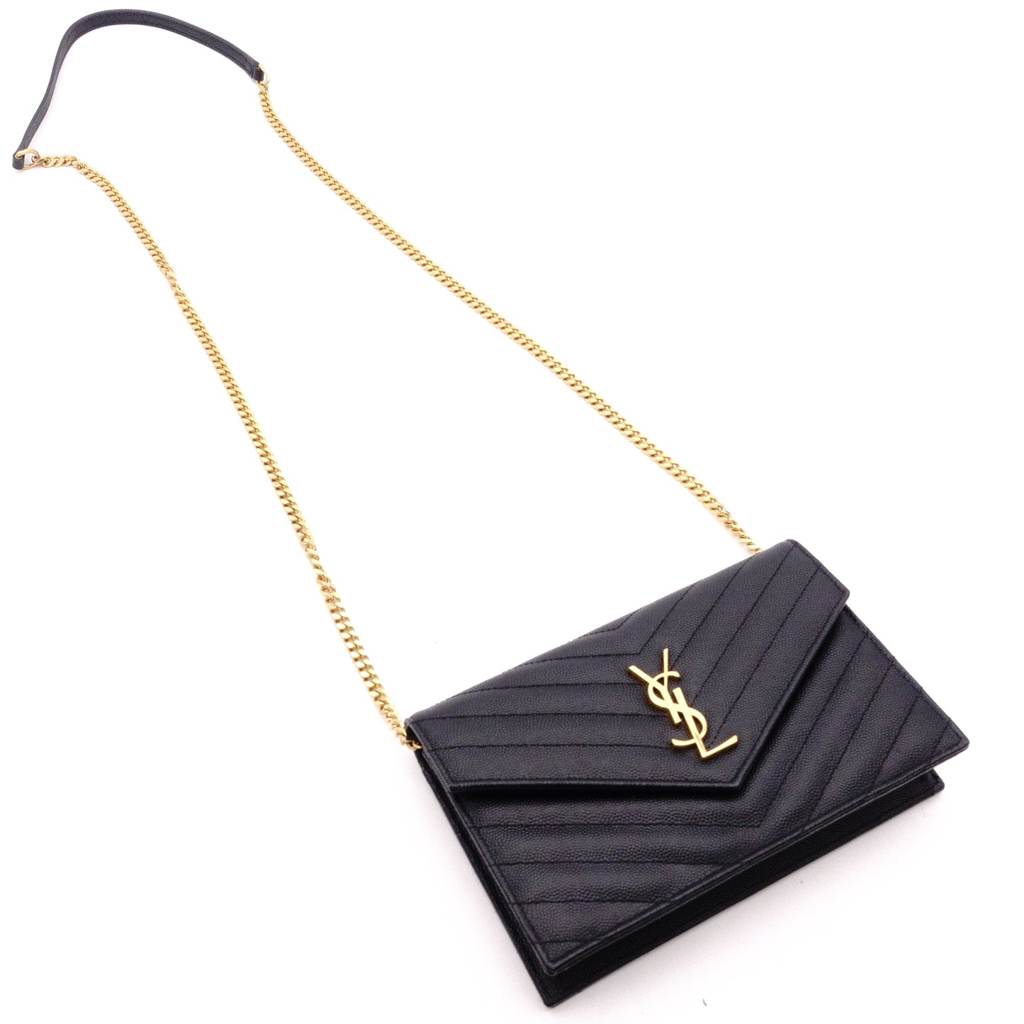 SAINT LAURENT Cassandra Shoulder Bag, Leather, Black, Gold Hardware, Crossbody