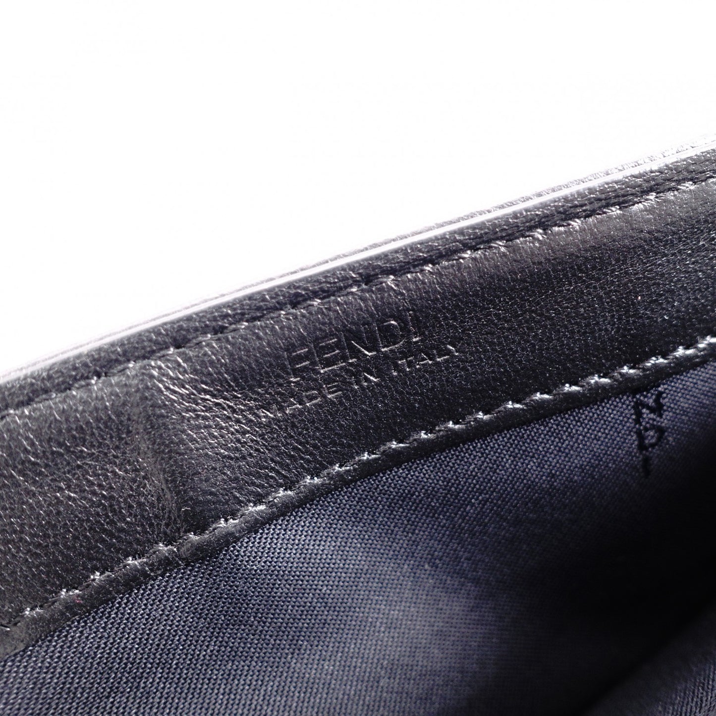 FENDI Baguette Chain Wallet Shoulder Bag, Leather, Black