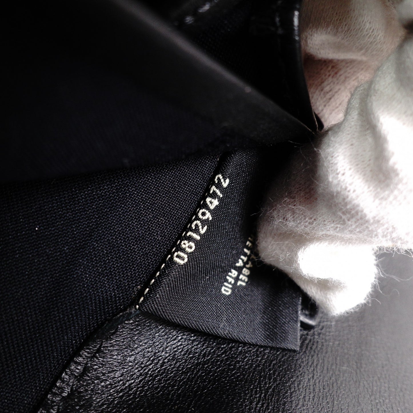 FENDI Baguette Chain Wallet Shoulder Bag, Leather, Black