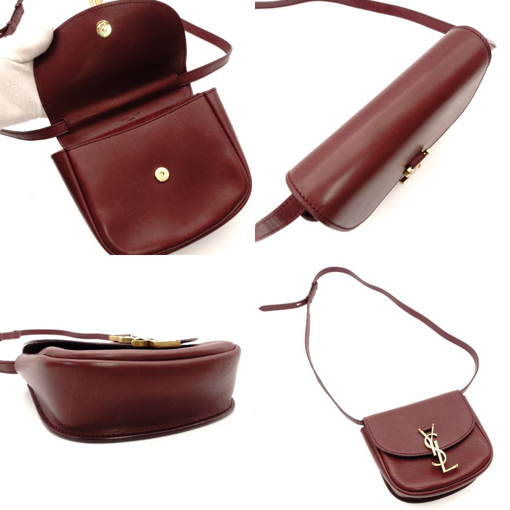 Saint Laurent Solferino Shoulder Bag YSL Burgundy Gold Hardware Leather R8011056