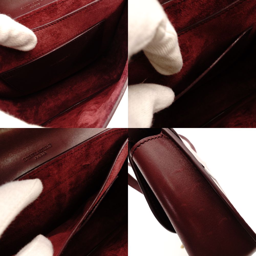 Saint Laurent Solferino Shoulder Bag YSL Burgundy Gold Hardware Leather R8011056