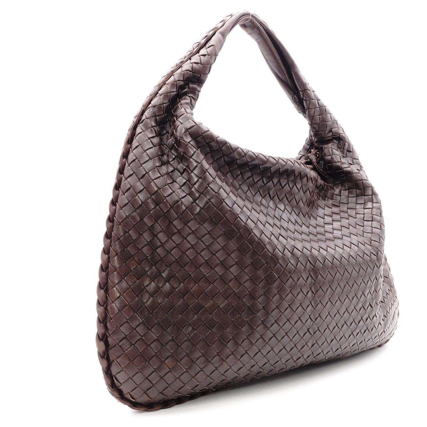 Bottega Veneta Intrecciato Shoulder Bag, Leather, Brown, Hobo