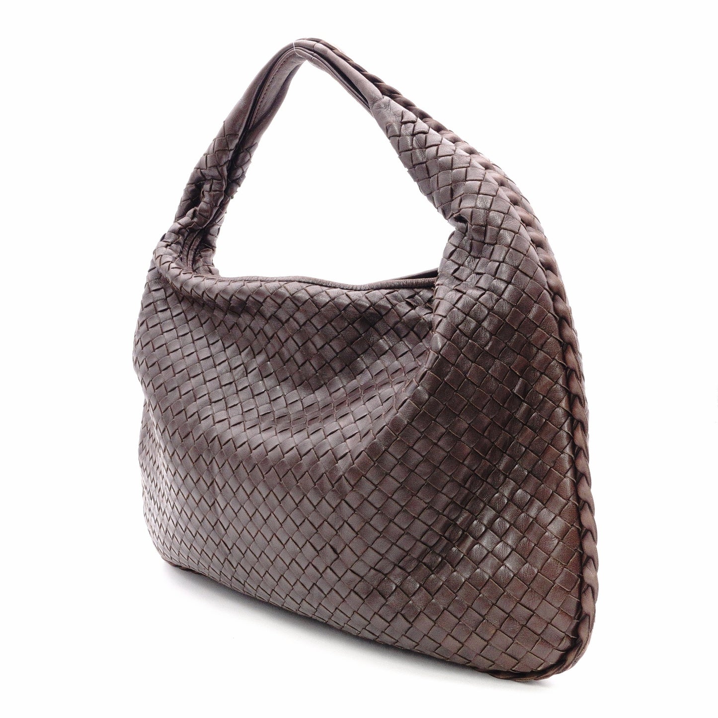Bottega Veneta Intrecciato Shoulder Bag, Leather, Brown, Hobo