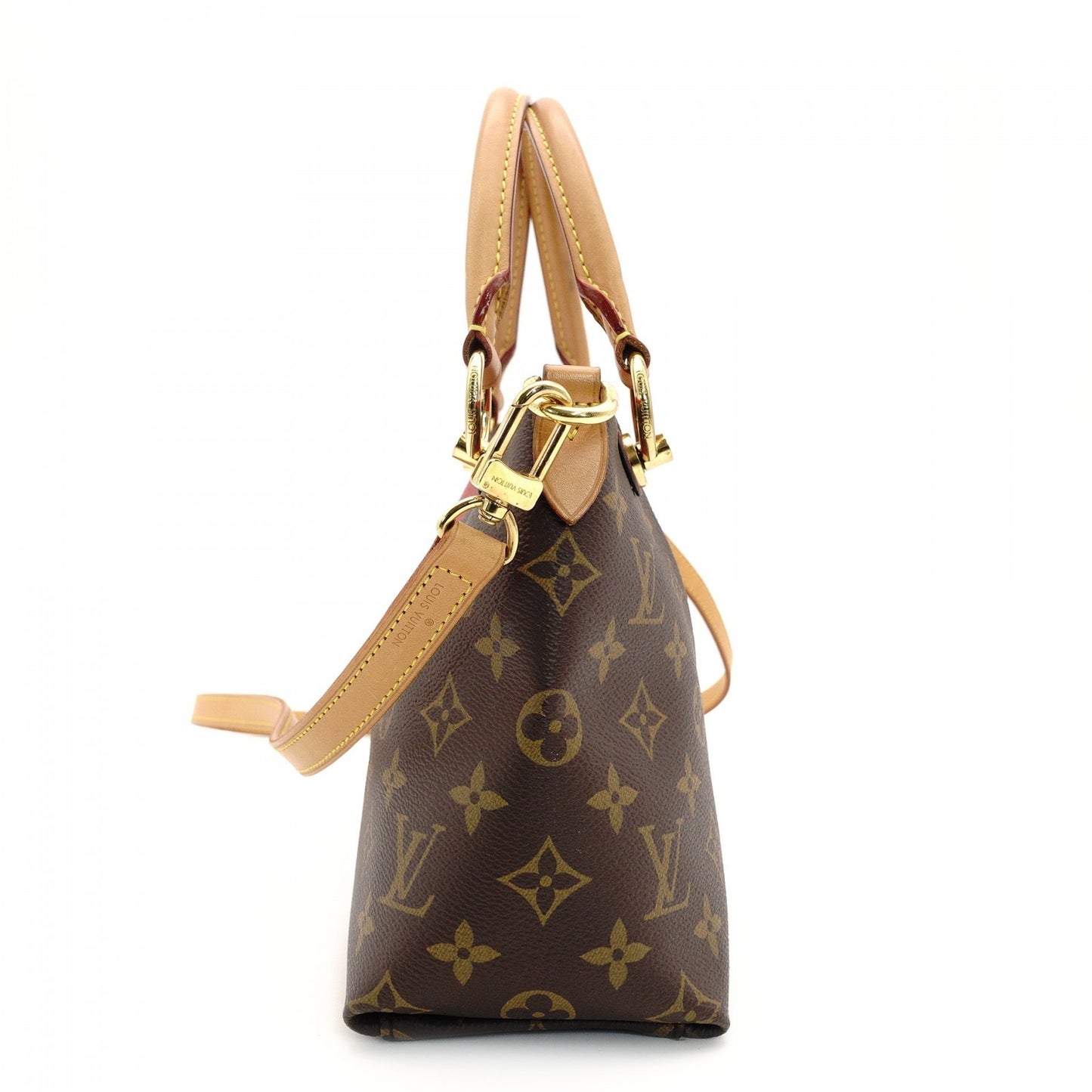 Louis Vuitton V Tote BB 2-Way Handbag Brown × Red Monogram Crossbody 7-9-158
