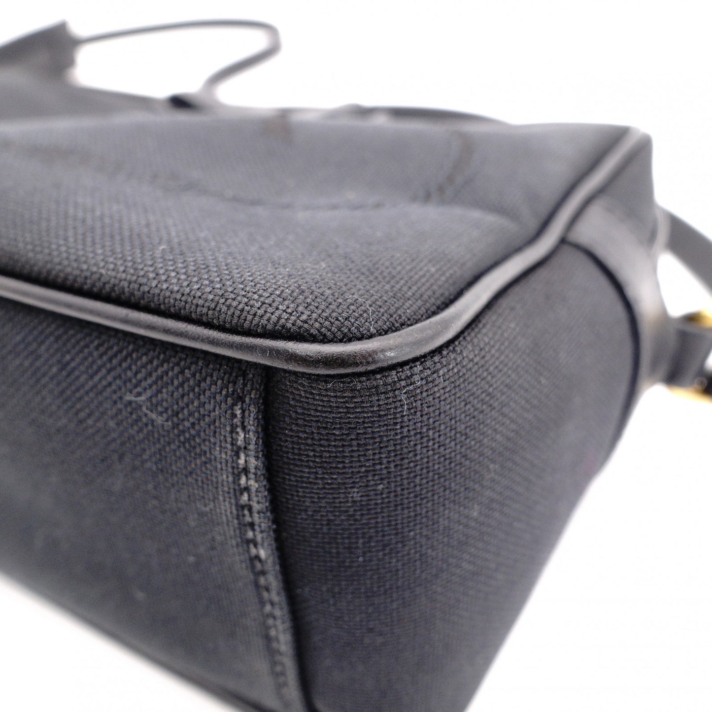 PRADA Prada Logo Jacquard Ribbon Camera Shoulder Bag Canvas Black