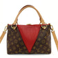 Louis Vuitton V Tote BB 2-Way Handbag Brown × Red Monogram Crossbody 7-9-158