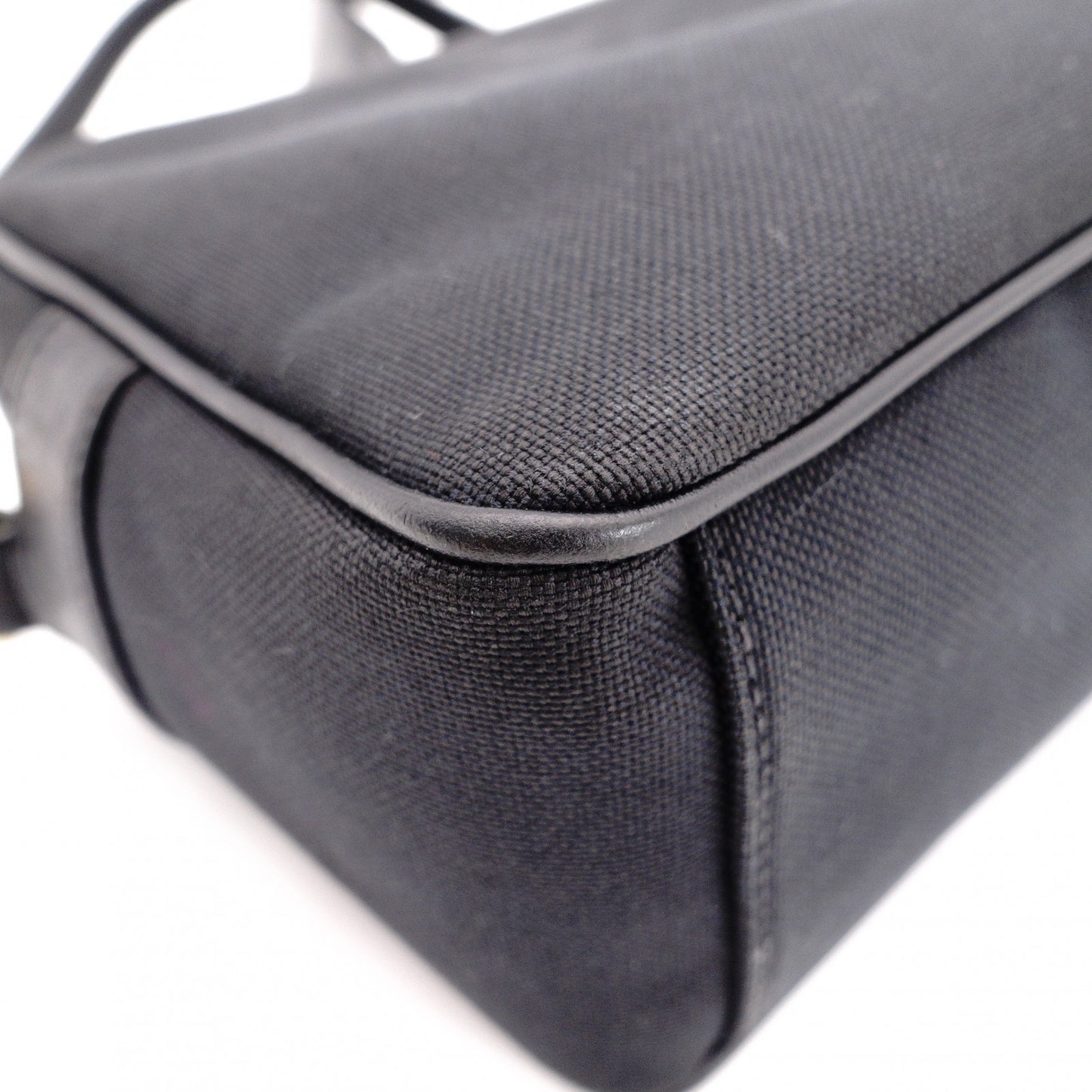 PRADA Prada Logo Jacquard Ribbon Camera Shoulder Bag Canvas Black