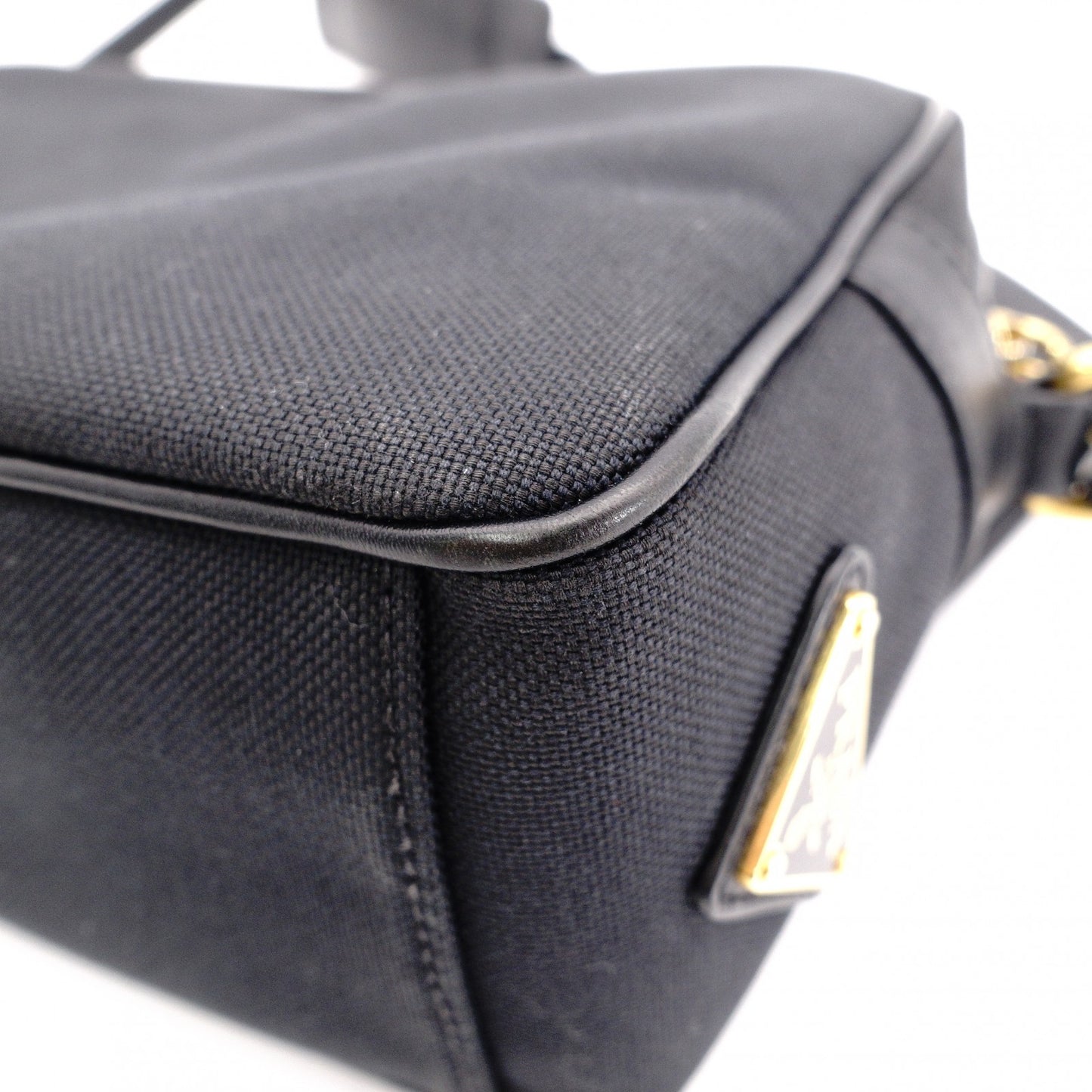PRADA Prada Logo Jacquard Ribbon Camera Shoulder Bag Canvas Black