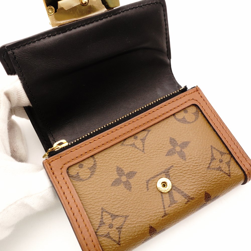 LOUIS VUITTON Monogram Reverse Portefeuille Dauphine Reverse Wallet Folding Wallet Brown R801558