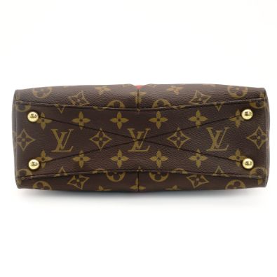 Louis Vuitton V Tote BB 2-Way Handbag Brown × Red Monogram Crossbody 7-9-158