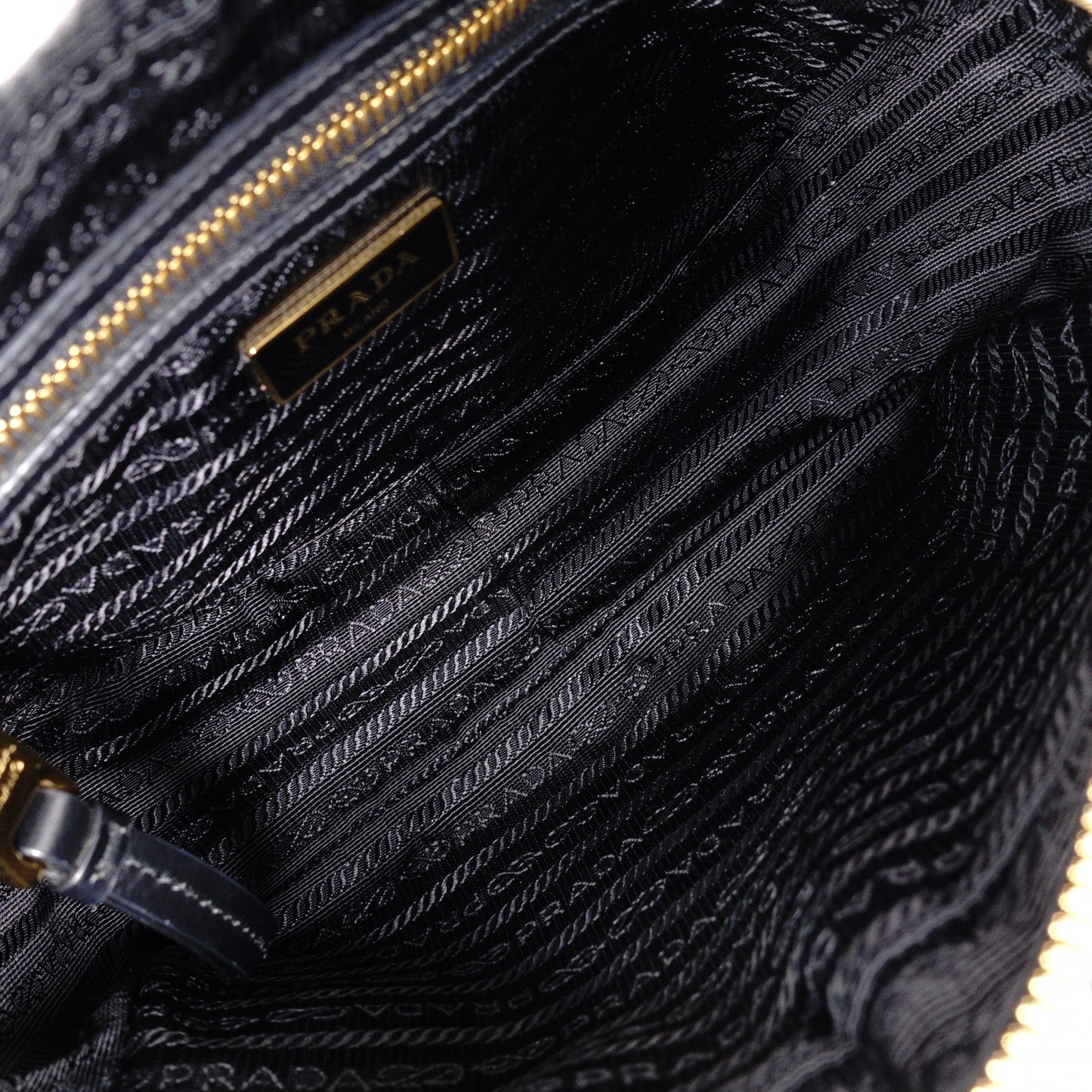 PRADA Prada Logo Jacquard Ribbon Camera Shoulder Bag Canvas Black