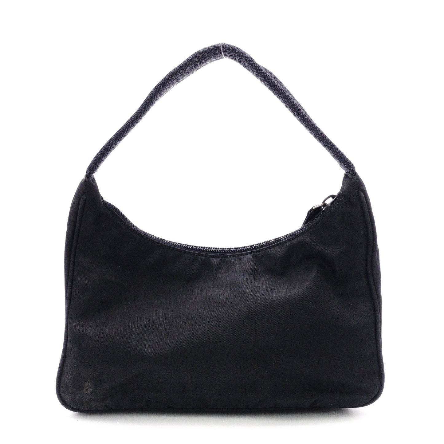 PRADA Mini Hobo Bag, Handbag, Nylon, Black, Triangle Logo, Mini Bag