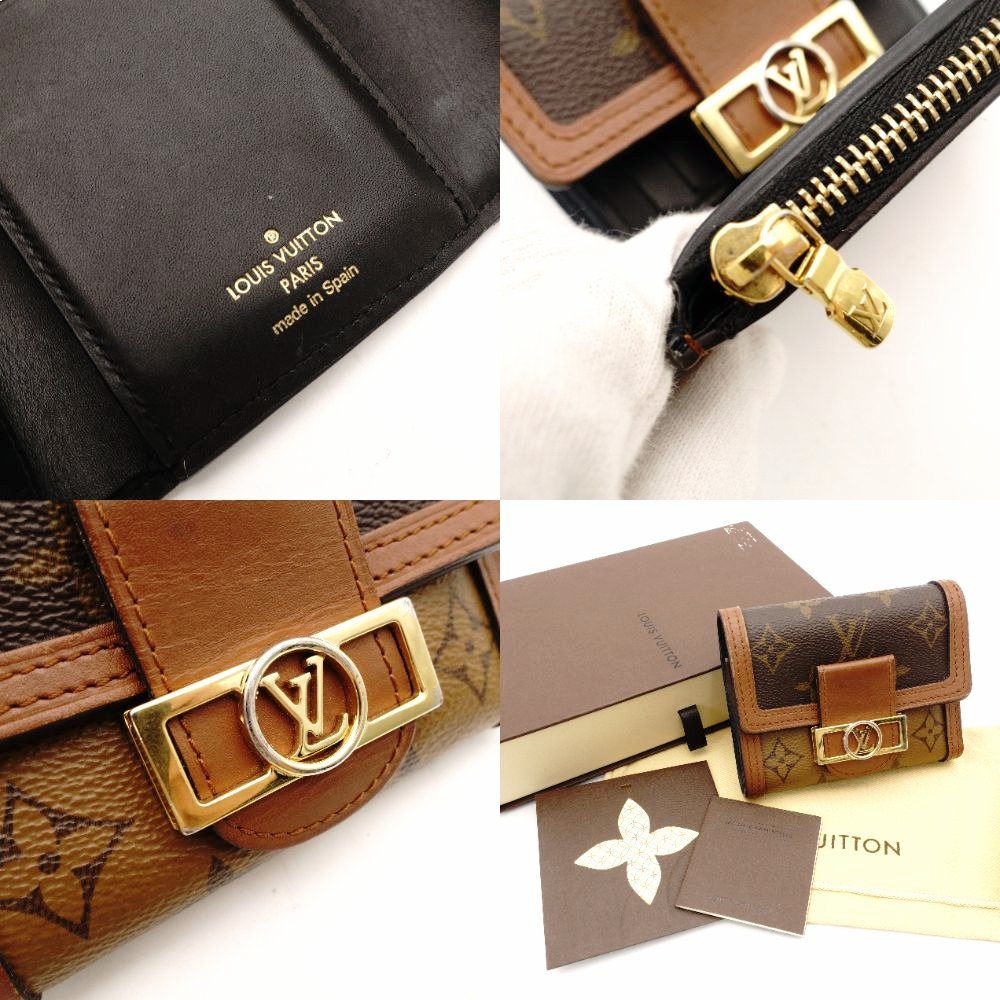 LOUIS VUITTON Monogram Reverse Portefeuille Dauphine Reverse Wallet Folding Wallet Brown R801558